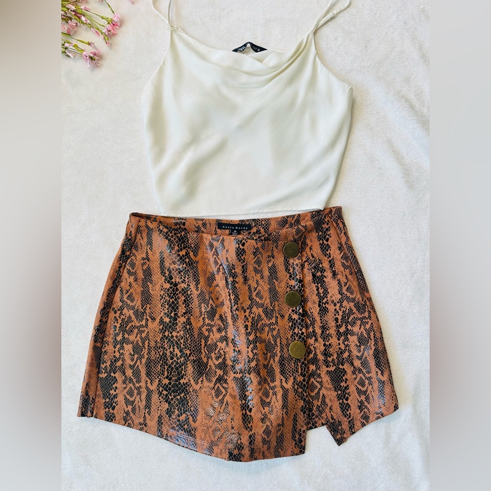 Haute Monde Tan Snake Print Skirt